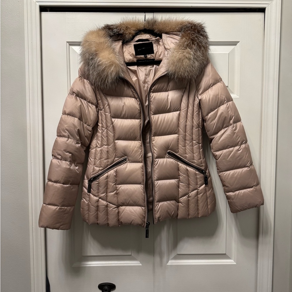 Dawn Levy Women's Puffer Jacket Saga Furs Fox Trim size Large